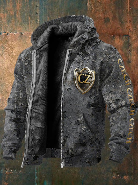 Pánské tmavě šedé lesklé pláště s kapucinou