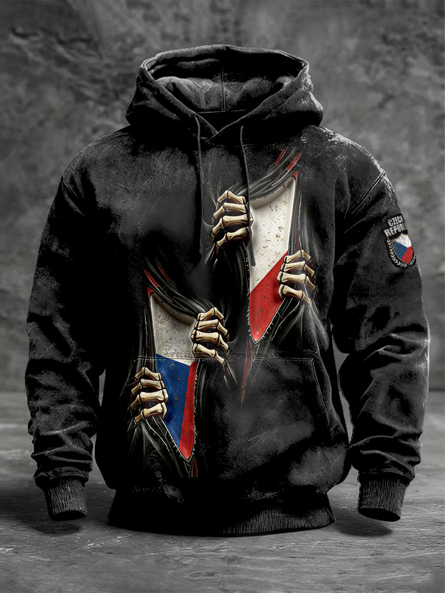 Pánská česká vlajka tisk gotická černá mikina