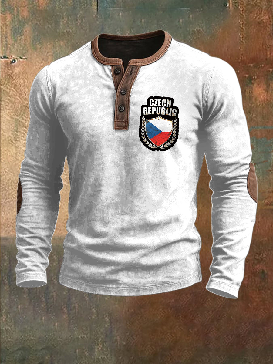 Pánská česká vlajka minimalistická bílá mikina patchwork