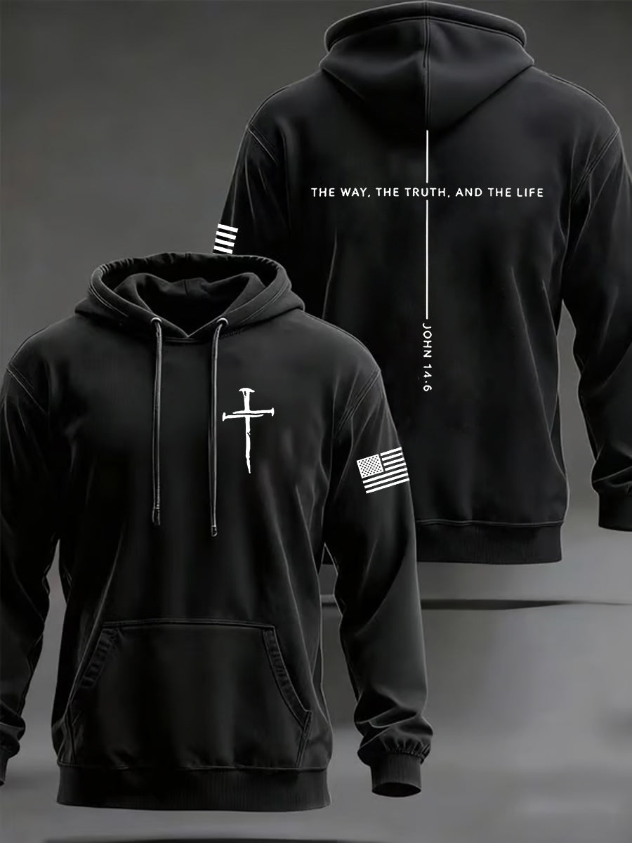 Pánové ježíš cesta pravda život john 14:6 christian cross hooded sweatshirt