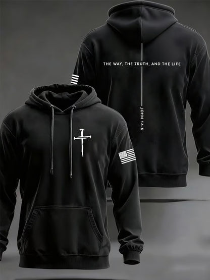 Pánové ježíš cesta pravda život john 14:6 christian cross hooded sweatshirt