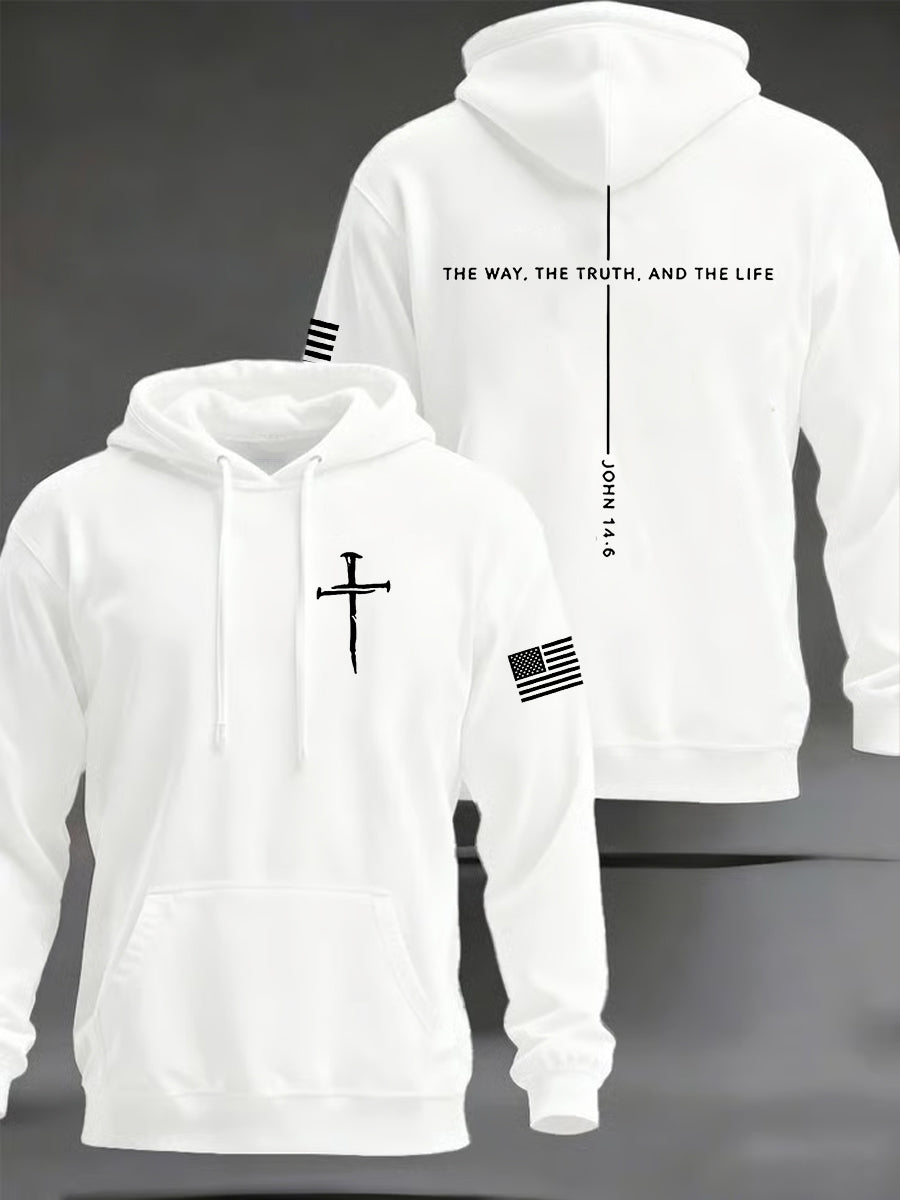 Pánové ježíš cesta pravda život john 14:6 christian cross hooded sweatshirt