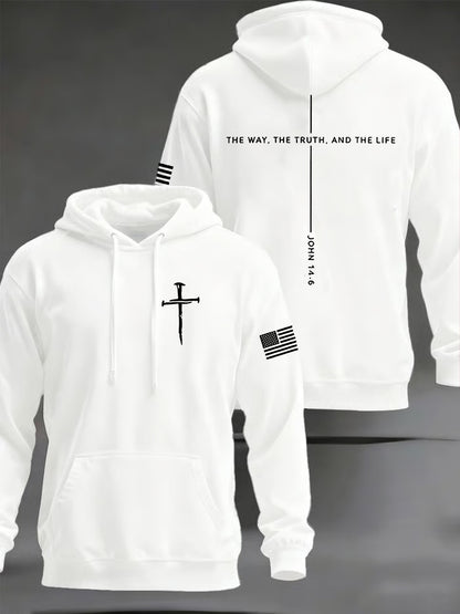 Pánové ježíš cesta pravda život john 14:6 christian cross hooded sweatshirt