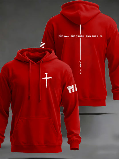 Pánové ježíš cesta pravda život john 14:6 christian cross hooded sweatshirt