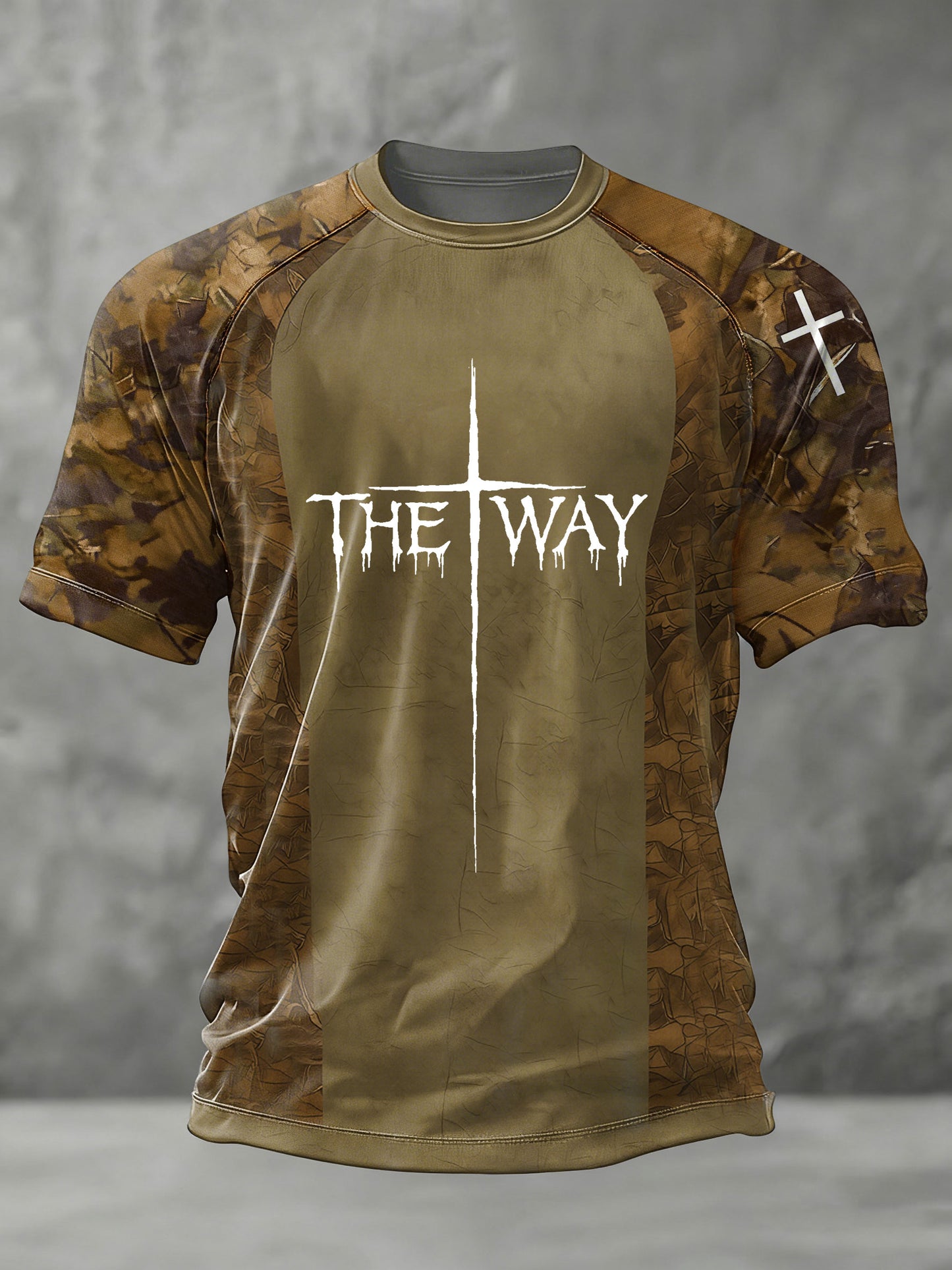 Men the way cross kamufláž s krátkým rukávem tshirt