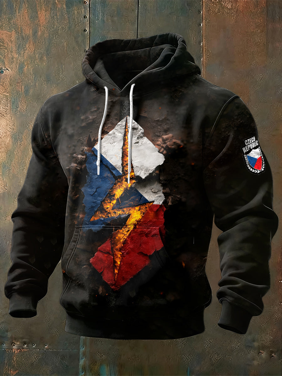 Pánská česká vlajka 3d tisk mikina s kapucinou