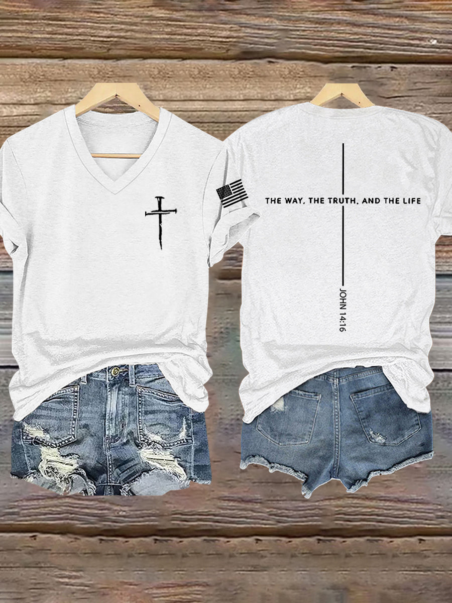 Ženský ježíš cesta pravdy život john 14:6 christian cross tshirt s krátkým rukávem