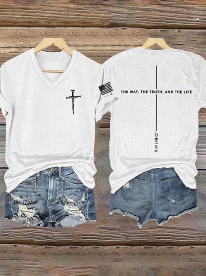 Ženský ježíš cesta pravdy život john 14:6 christian cross tshirt s krátkým rukávem