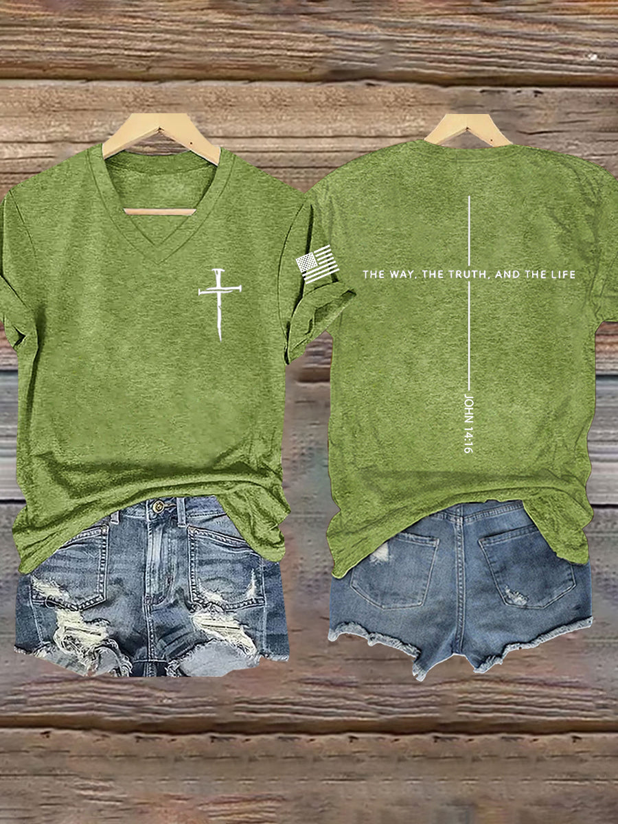 Ženský ježíš cesta pravdy život john 14:6 christian cross tshirt s krátkým rukávem