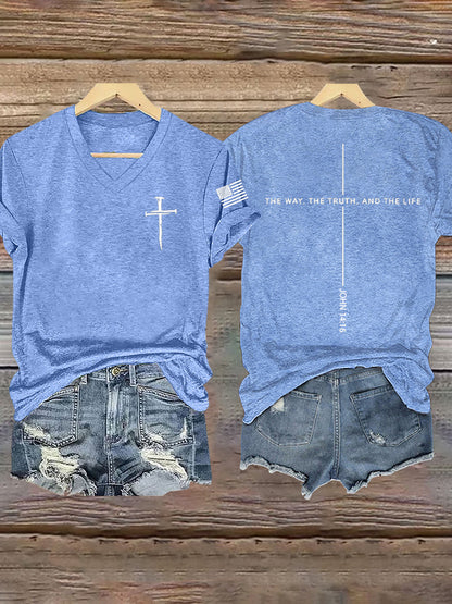 Ženský ježíš cesta pravdy život john 14:6 christian cross tshirt s krátkým rukávem