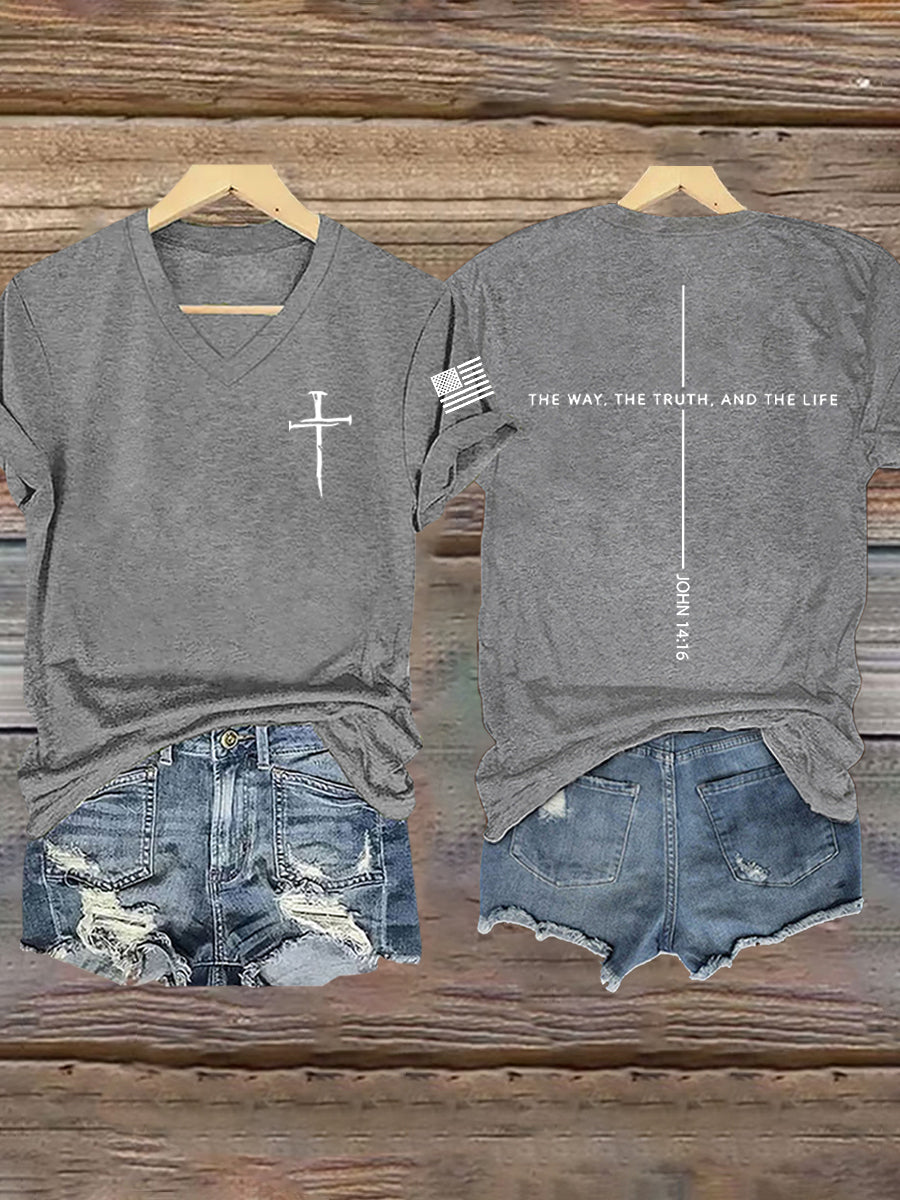 Ženský ježíš cesta pravdy život john 14:6 christian cross tshirt s krátkým rukávem