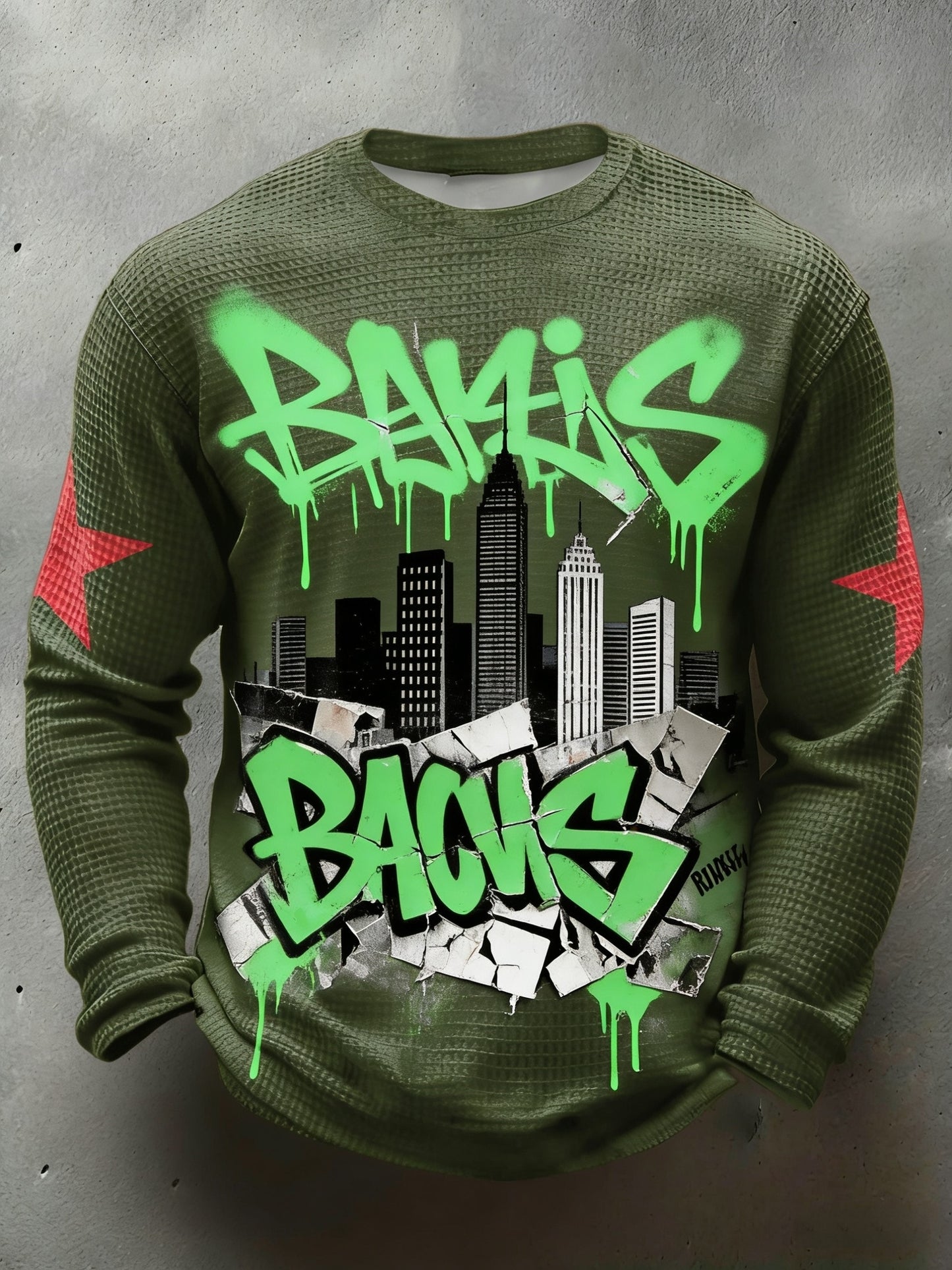 Pánská retro punková kapela the clash abstraktní umělecká tisk neformální vafle s dlouhým rukávem