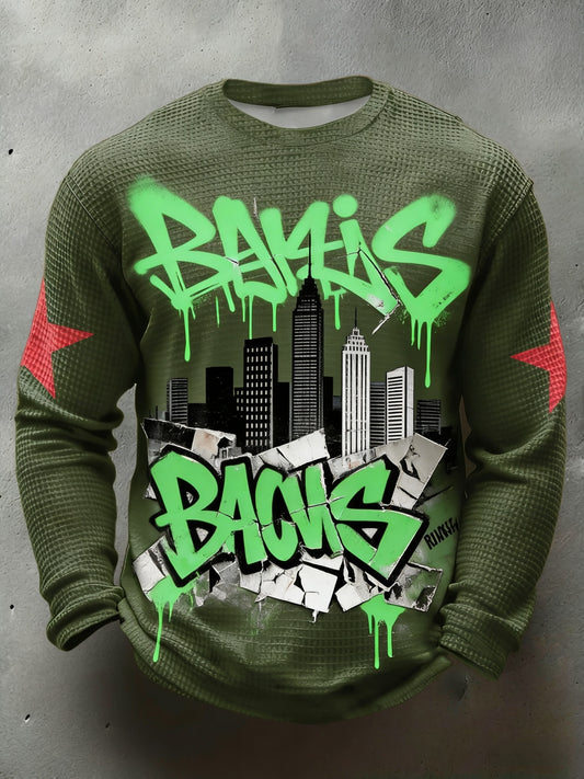 Pánská retro punková kapela the clash abstraktní umělecká tisk neformální vafle s dlouhým rukávem