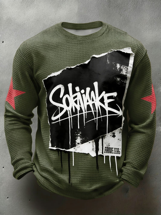 Pánská retro punková kapela the clash abstraktní umělecká tisk neformální vafle s dlouhým rukávem