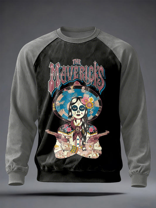 Pánské country hudba inspirované posádka krku mikina