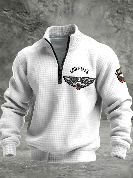 Pánské české logo tisk bílá mikina