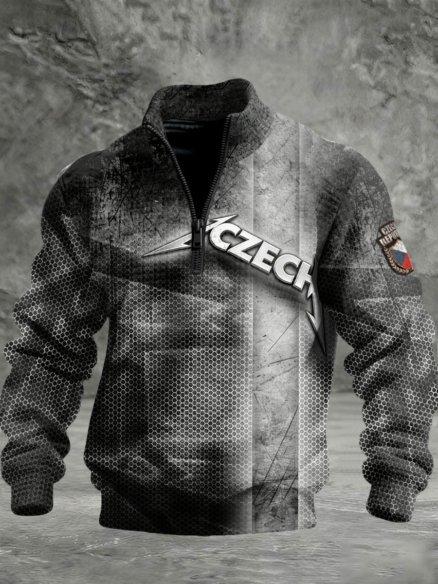 Pánské české scénář vytisknout tmavě šedá vintage mikina