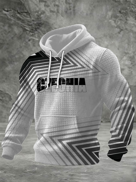 Pánské elegantní černobílá česká republika geometrická pruhovaná mikina