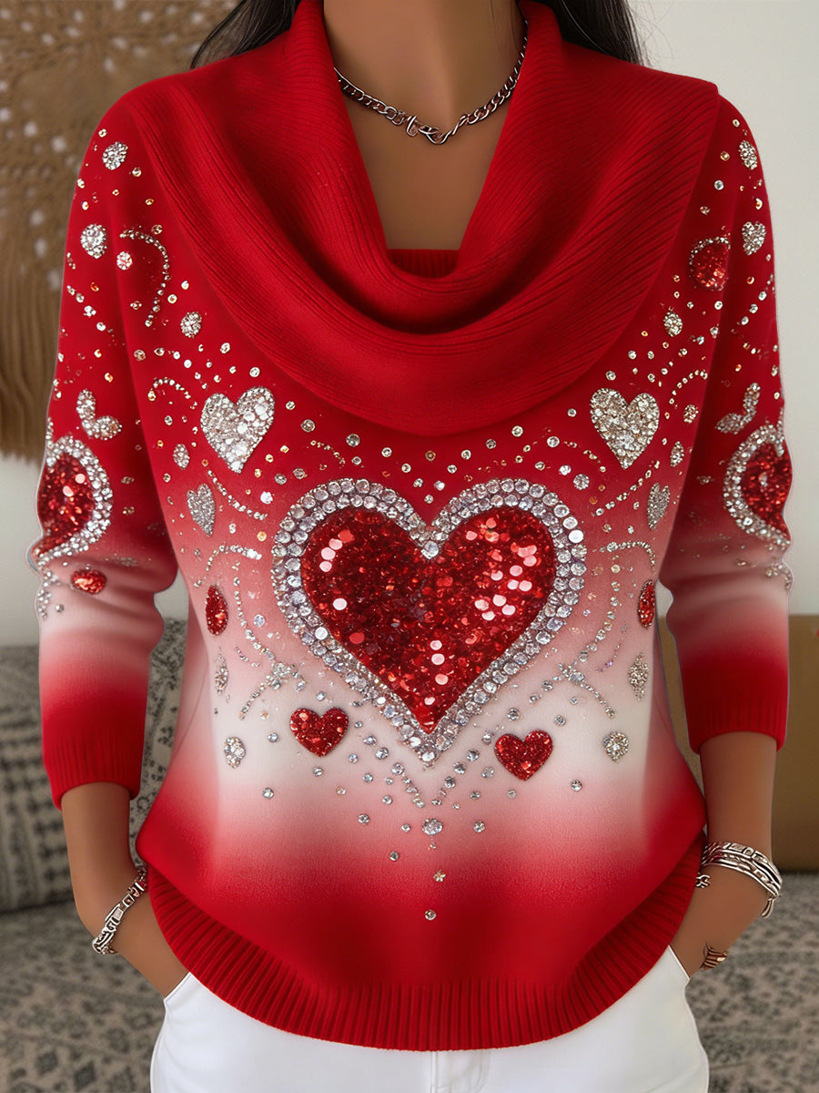 Dámy valentines day vintage gradient srdcetvaru golier blúzka
