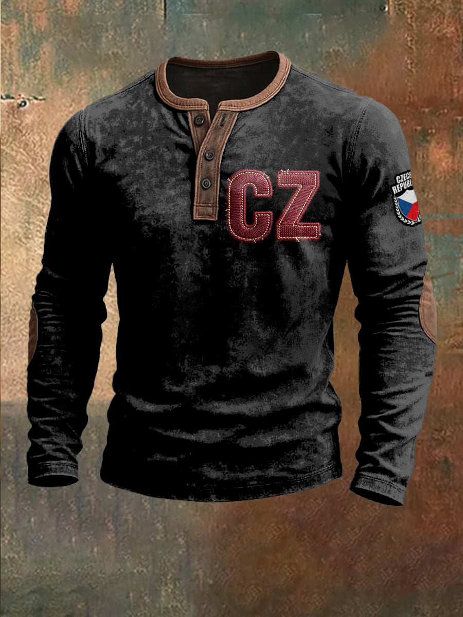Pánské české cz dopis vytisknout černé patchwork sweatshirt