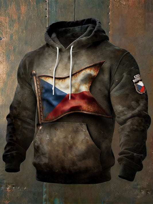 Pánské české vlajky 3d kreativní tisk mikina s kapucinou