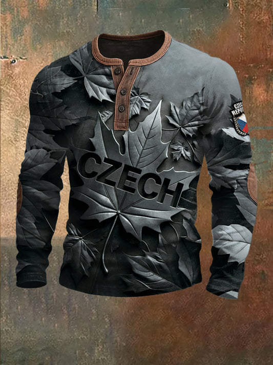 Pánská textově vytištěná česká mikina patchwork