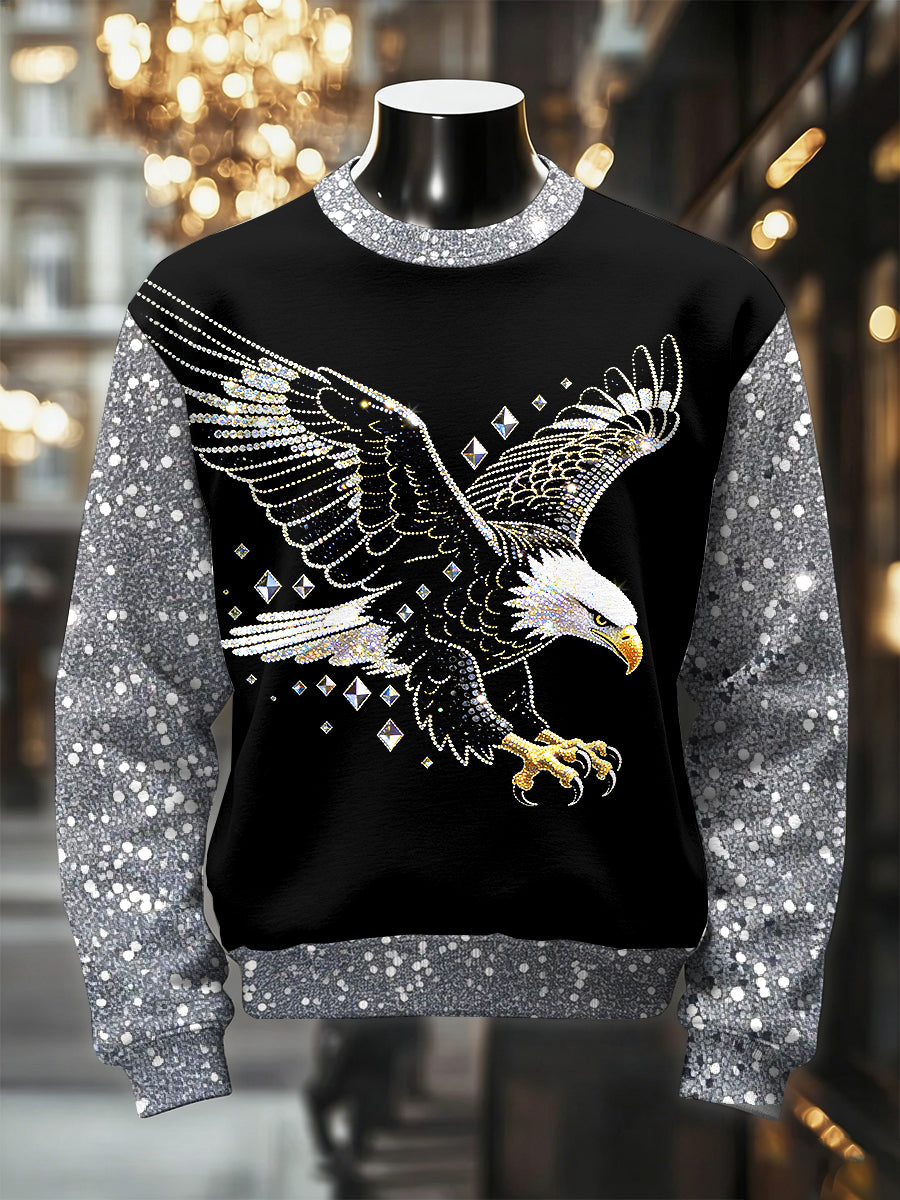 Pánské retro luxusní orel tisk neformální mikina