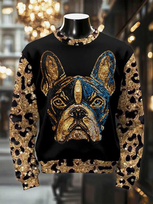 Pánské retro luxusní psí tisk neformální mikina