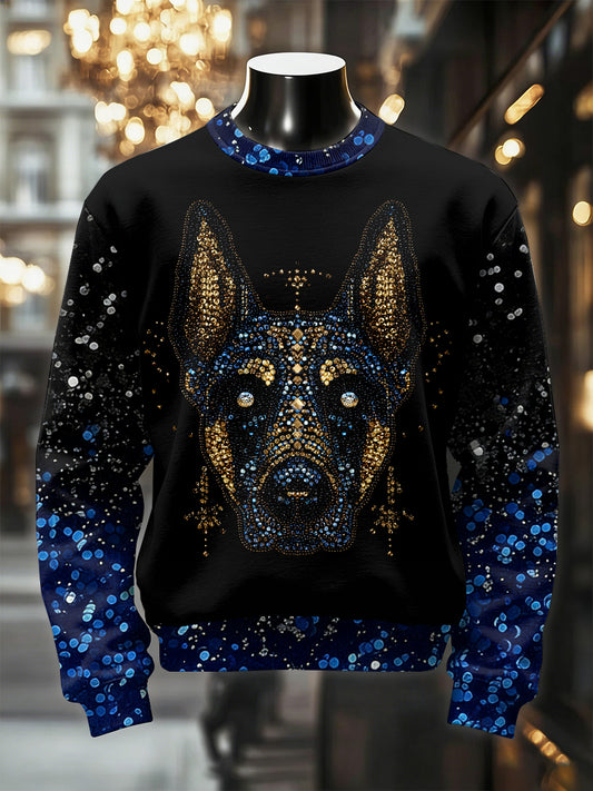 Pánské retro luxusní psí tisk neformální mikina