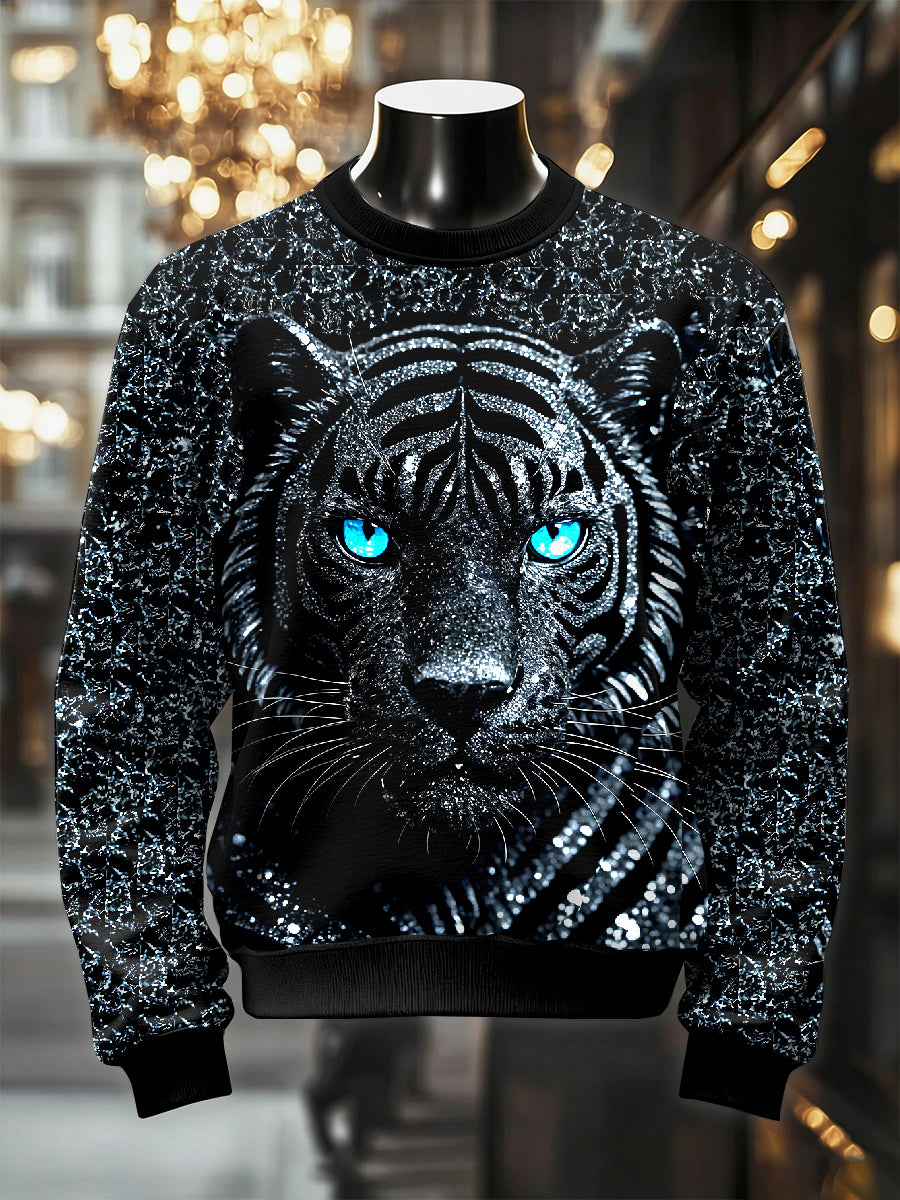 Pánské retro luxusní jaguar tisk neformální mikina