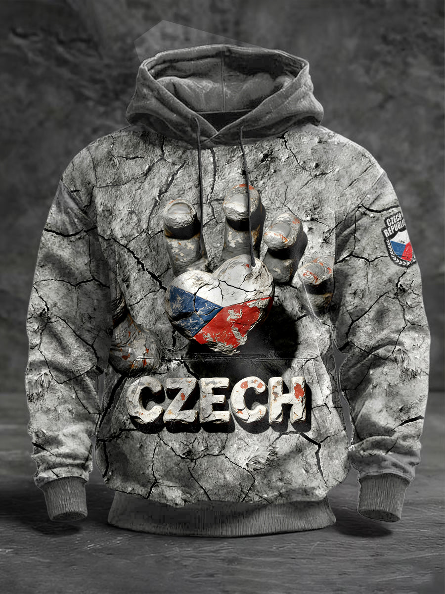 Pánská česká vlajka kreativní 3d tisk šedá mikina