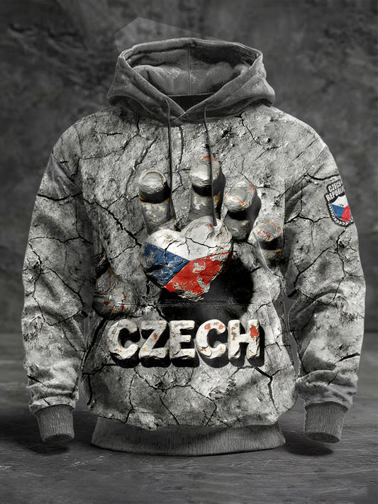 Pánská česká vlajka kreativní 3d tisk šedá mikina