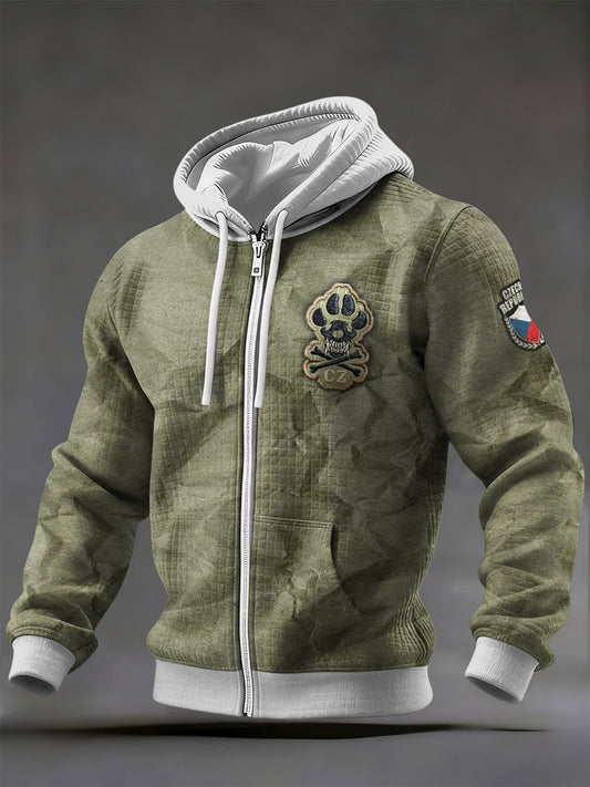 Pánská česká armáda zelená tištěná mikina bunda