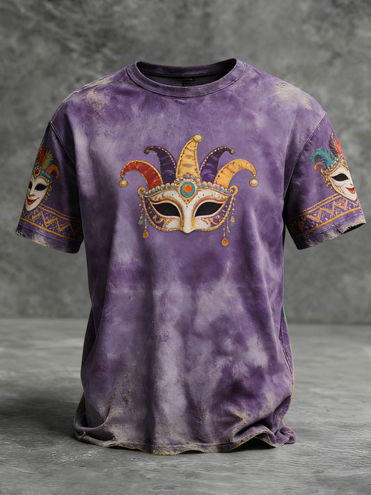 Retro znepokojená karneval maska příležitostné tričko