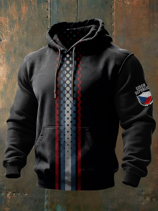 Pánská polka tečka pruhovaná česká odznaková mikina