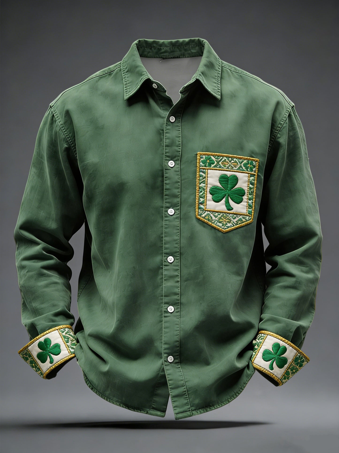 Retro st patricks day shamrock casual shirt