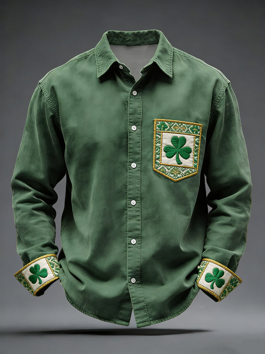 Retro st patricks day shamrock casual shirt