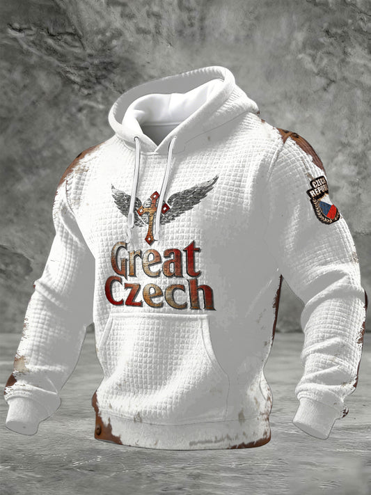 Pánské české křížové textové tlačítko bavlněná mikina