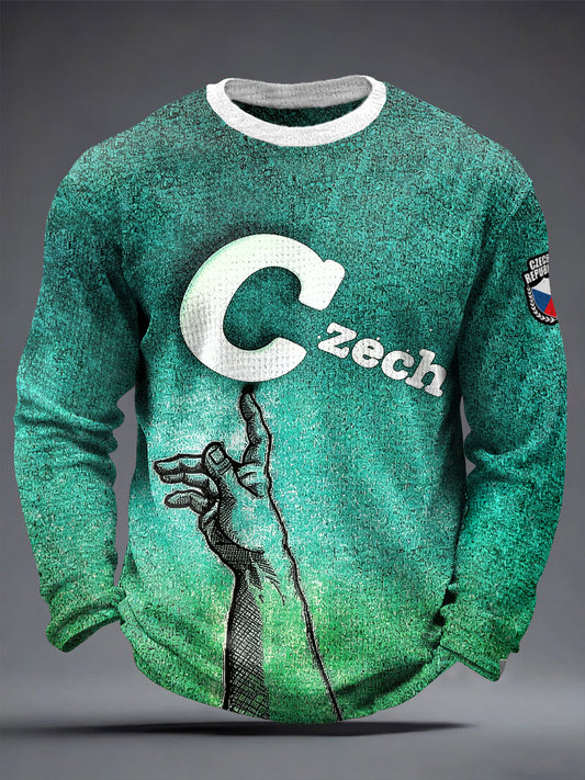 Pánské české vafle text vytisknout tričko s dlouhým rukávem