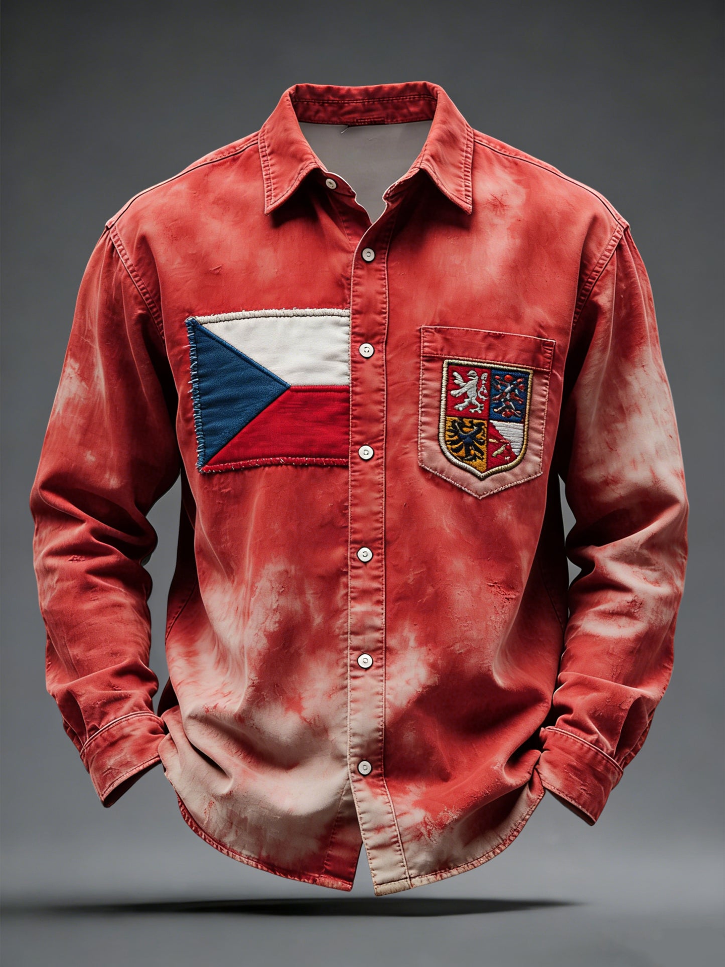 Ročníkstyl znepokojený českou vlajkou emblému denní košile