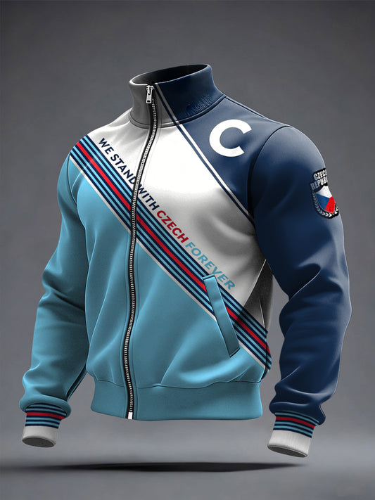 Men czech republic 2026 world cup print stand collar jacket