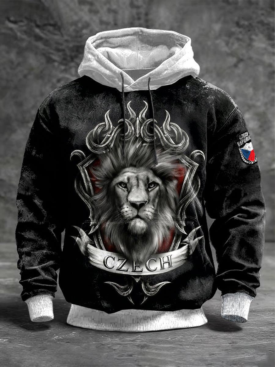 Pánské czech lion black vintage hooded sweatshirt