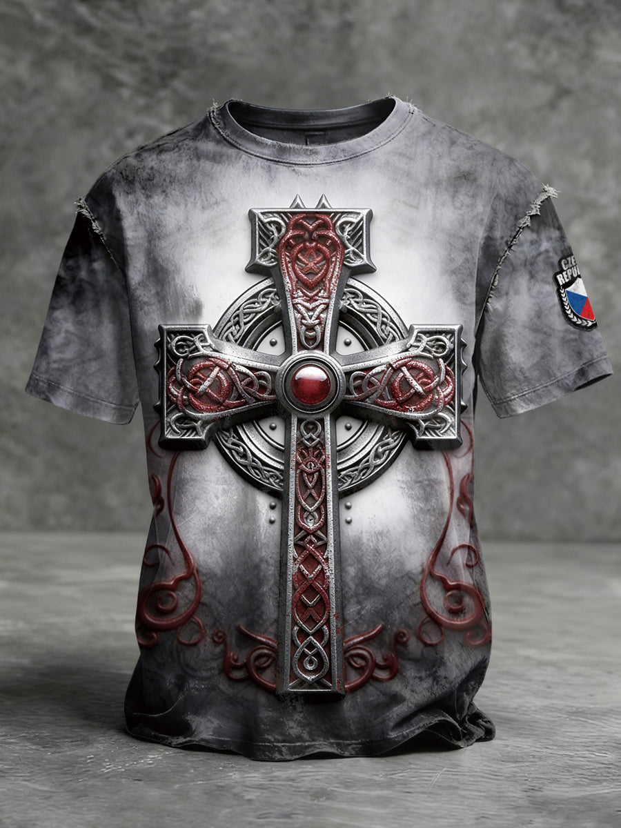 Pánské české šedé kříže vintage tshirt