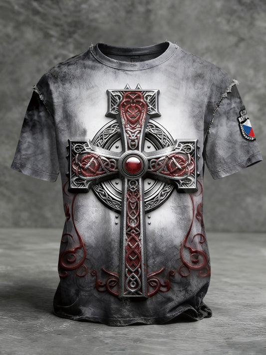 Pánské české šedé kříže vintage tshirt