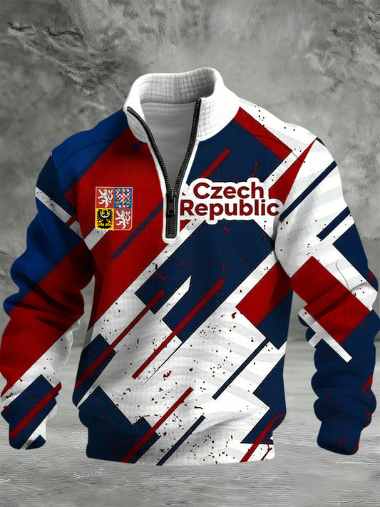 Perfektní hodnocení! 👍️ 300g bavlněná mikina s polovičním zipem v českém stylu