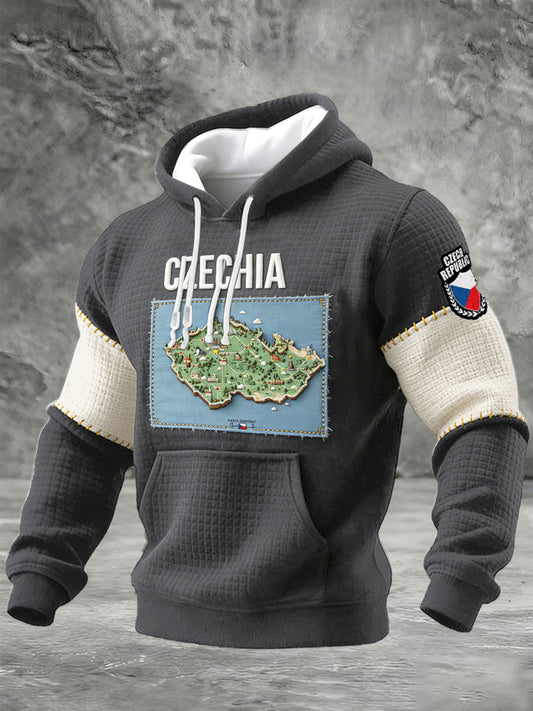 Pánské české patchwork vytisknout prohlídku mikina s kapucinou z bavlny