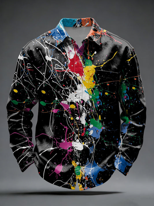 Pánské vibrant multicolor rozprašovač umění knoflík dolů košile