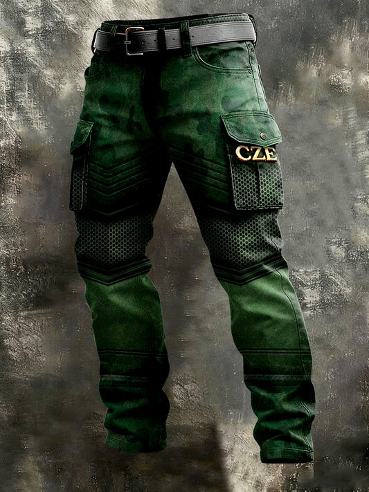 Pánské české cze zelené tištěné motocyklové kalhoty
