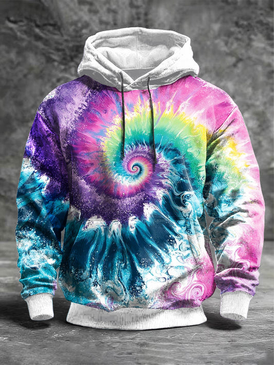 Men graffiti gradient print hooded sweatshirt