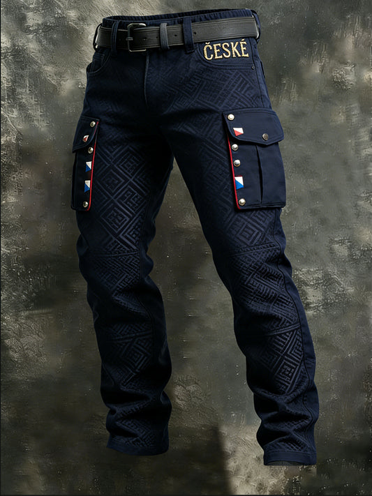 Pánské elegantní námořnictvo česká vlajka detail nákladní kalhoty